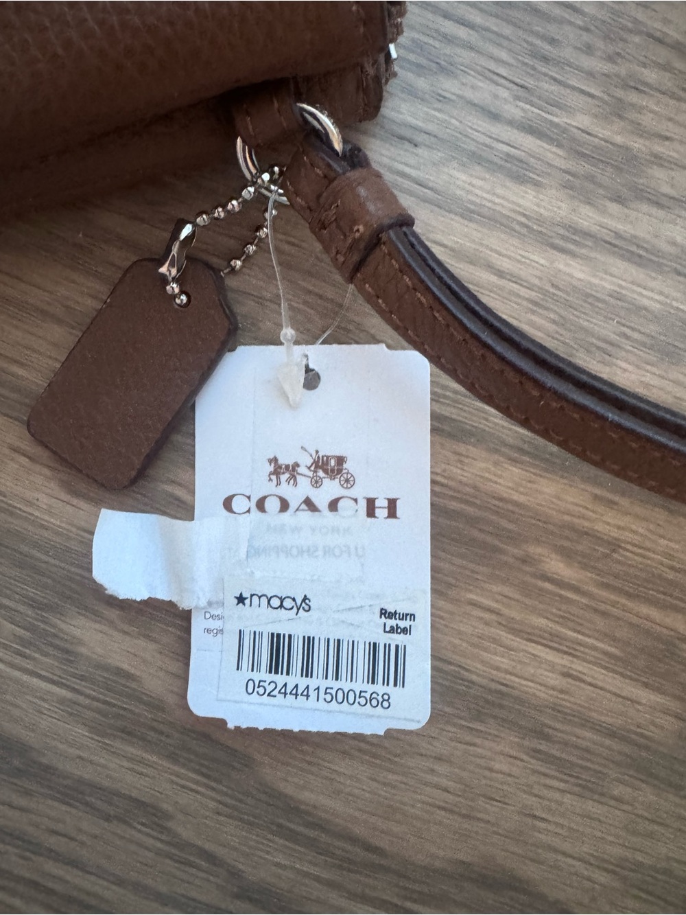 Coach Saddle Tan Brown Polished Leather Double Zip Wristlet Wallet - Picture 7 of 7